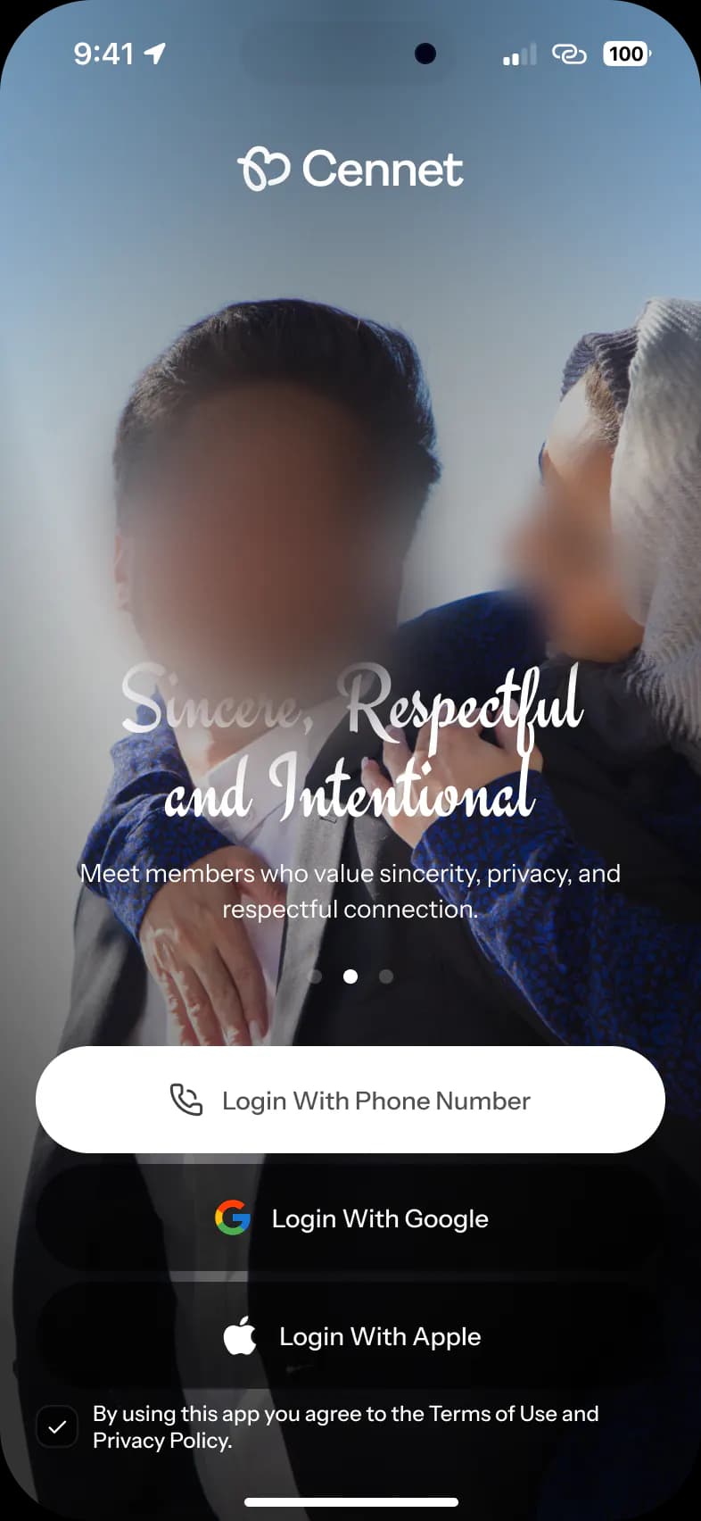Cennet — Values-aligned welcome screen