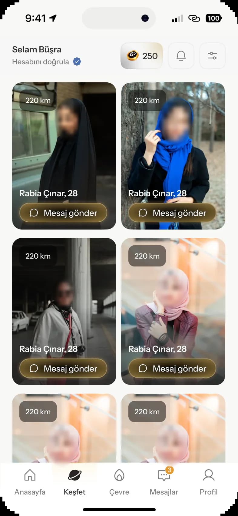 Cennet — Keşfet ekranı