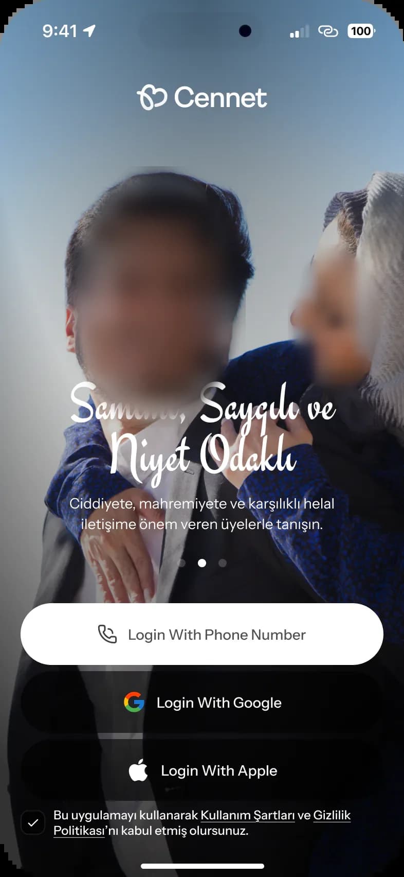 Cennet — Değerlere uygun karşılama ekranı